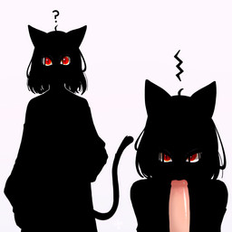 angry anthro black_body black_hair disembodied_penis duo fellatio female female_penetrated genitals glaring hair humanoid_genitalia humanoid_penis male male/female male_penetrating male_penetrating_female oral oral_penetration penetration penile penis penis_in_mouth red_eyes sex shadow silhouette silhouetted_body simple_background solo_focus upset white_background catlad creech_(catlad) demon human humanoid mammal hi_res