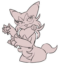 ambiguous_gender anthro arm_tuft claws dipstick_ears ear_markings facial_markings finger_claws head_markings markings mask_(marking) multicolored_ears open_mouth paws rawr simple_background solo standing tail teeth tuft white_background yakiniku628 nintendo pokemon felid feline floragato generation_9_pokemon mammal pokemon_(species) monochrome