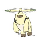 ambiguous_gender anthro fluffy flying fur hair hair_over_eyes helicopter_ears long_ears simple_background solo white_background yellow_body yellow_fur 9999_td bandai_namco digimon digimon_ghost_game angoramon digimon_(species) 1:1