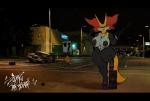 2018 anthro anthrofied areola big_breasts biped black_areola black_body black_fur black_nipples breasts clothing curvy_figure delphox digital_media_(artwork) fan_character female footwear fur generation_6_pokemon ghetto_delphox gun hi_res high_heels huge_breasts looking_at_viewer night nintendo nipples outside platform_footwear platform_heels pokemon pokemon_(species) pokemorph ranged_weapon shoes sligarthetiger solo standing thick_thighs voluptuous voluptuous_female weapon white_body white_fur wide_hips yellow_body yellow_fur