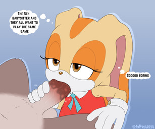 age_difference anthro babysitter balls bored bored_sex clothed clothed/nude clothing dialogue duo fellatio female genitals handjob male male/female nude oral penile penis penis_grab sex size_difference sucking text young inprogress sega sonic_the_hedgehog_(series) cream_the_rabbit lagomorph leporid mammal rabbit 6:5 absurd_res english_text hi_res