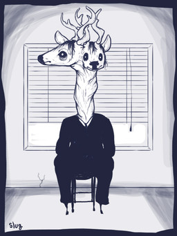 2_heads anthro antlers biped chair conjoined conjoined_twins creepy furniture hooves horn male multi_head nightmare_fuel sitting solo window oddbird deer mammal 3:4