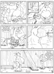 ambiguous_gender anthro belly big_belly dialogue duo eating feral huge_belly male obese overweight tail text duo_radon max_longear canid canine canis domestic_dog lagomorph leporid mammal rabbit black_and_white comic english_text monochrome