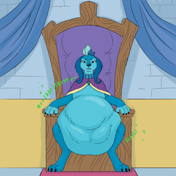 anthro belly chair digestion digestion_noises female furniture looking_at_viewer oral_vore queen royalty soft_vore solo throne throne_room vore ashantihyena friendship_is_magic hasbro my_little_pony katherina_proudpaws_(mlp) canid diamond_dog_(mlp) mammal 1:1 absurd_res hi_res