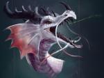 2018 4:3 digital_media_(artwork) dragon headshot_portrait horn laurelhach23 mythological_creature mythological_scalie mythology open_mouth portrait scalie solo teeth tongue