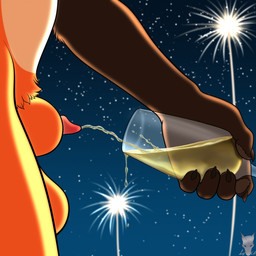 animal_genitalia animal_penis anthro balls bodily_fluids canine_genitalia canine_penis champagne_glass container cup drinking_glass fireworks fur genital_fluids genitals glass glass_container glass_cup holding_container holding_cup holding_object holidays lipsticking male nude peeing peeing_into_container peeing_into_cup penis penis_tip sheath solo standing urine urine_stream watersports lycadio new_year canid canine mammal maned_wolf digital_media_(artwork) hi_res