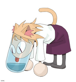 acting_like_a_cat all_fours animal_ears black_clothing black_legwear black_stockings blonde_hair bottomwear clothing container cup featureless_hands female glass glass_container glass_cup hair legwear long_feet pupils purple_bottomwear purple_clothing purple_skirt raised_tail reaching_in red_eyes shirt side_view simple_background skirt slit_pupils solo stockings tail text tongue tongue_out topwear water white_background white_clothing white_shirt white_topwear yellow_tail vodnik tsukihime type-moon neco-arc animal_humanoid cat_humanoid felid felid_humanoid feline feline_humanoid humanoid mammal mammal_humanoid tailed_humanoid 2022 artist_name cel_shading full-length_portrait hi_res portrait shaded
