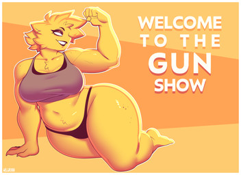 big_breasts black_clothing blonde_hair breasts chest_tuft claws clothing empty_eyes eyelashes eyeshadow flexing flexing_bicep fur grey_clothing hair makeup multicolored_body multicolored_fur multicolored_hair orange_body orange_fur orange_hair text thick_thighs tuft two_tone_body two_tone_fur two_tone_hair underwear wide_hips yellow_body yellow_fur conditional_dnp welwraith scraper_city mania_(welwraith) domestic_cat felid feline felis mammal 2026 digital_drawing_(artwork) digital_media_(artwork) english_text hi_res