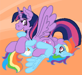animal_genitalia anus ball_squish balls balls_on_face butt crossgender cutie_mark duo equine_genitalia face_in_crotch female female_on_bottom feral ftm_crossgender genitals gynomorph horn intersex intersex/female looking_back lying male male/female male_on_top mane on_back on_bottom on_top orange_background simple_background smile squish tail wings whinnyeep friendship_is_magic hasbro my_little_pony mythology rainbow_dash_(mlp) twilight_sparkle_(mlp) equid equine mammal mythological_creature mythological_equine pegasus winged_unicorn digital_media_(artwork) hi_res pixel_(artwork)