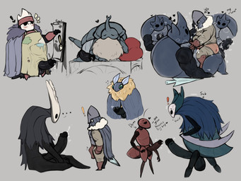 anthro ball_size_difference balls big_penis black_balls black_penis bodily_fluids bulge ellipsis emanata erection exclamation_point genital_fluids genitals group heart_symbol humanoid_genitalia humanoid_penis male penis penis_size_difference precum sex simple_background text desertb0ar hollow_knight_(franchise) team_cherry fan_character god_tamer_(hollow_knight) hollow_knight_(character) nailmaster_sheo_(hollow_knight) nailsmith_(hollow_knight) traitor_lord_(hollow_knight) watcher_knight_(hollow_knight) animal_humanoid arthropod arthropod_humanoid humanoid insect lepidopteran mantis_traitor_(hollow_knight) moth 2023 4:3 digital_drawing_(artwork) digital_media_(artwork) english_text hi_res