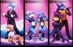 accessory anthro baseball_bat bat_(object) blep blue_body blue_fur blue_hair blush bottomwear canid canine cat_costume clothed clothing collar comic costume crop_top darkmirage dragonchu_(character) embarrassed felid female femboy flamecario fox frown fur furgonomics generation_4_pokemon genitals gesture group hair hand_gesture hi_res hybrid leash leashed_female leg_warmers legendary_pokemon legwear looking_at_viewer looking_up lucario male mammal multi_tail navel necktie night_in_the_woods nintendo nurse_clothing nurse_uniform one-piece_swimsuit open_mouth pokemon pokemon_(species) pussy quetzalli_(character) seric_(silentspirit94) shirt simple_background skirt stripe_(pinkbutterfree) suit swimwear tail tail_accessory text tongue tongue_out topwear uniform upskirt v_sign vicious_kitty wristband