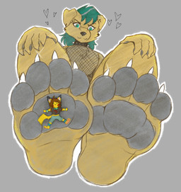 claws clothing extreme_size_difference eyewear eyewear_on_head feet fishnet_clothing fishnet_topwear foot_fetish foot_focus fur goggles goggles_on_head low-angle_view paws size_difference toe_claws toes topwear yellow_body yellow_fur masterexalt game_freak nintendo pokemon generation_1_pokemon pikachu pokemon_(species) digital_media_(artwork) drawpile_(artwork) hi_res