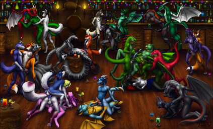 alcohol all_fours anal anal_penetration animal_genitalia animal_penis anthro ass_up backsack balls bar beverage black_body black_fur blue_body blue_fur bodily_fluids bottomwear breast_fondling breast_play breasts canine_genitalia canine_penis carrying_another carrying_partner christmas_decorations christmas_lights clothed clothing cowgirl_position crouching cum cum_in_ass cum_in_mouth cum_in_vagina cum_inside cumshot dipstick_tail doggystyle double_penetration ejaculation entwined_tails equine_genitalia equine_penis erection eyes_closed eyewear fellatio female fondling food from_behind_position from_front_position fur genital_fluids genitals glasses green_body grope group group_sex hand_on_breast handjob herm horn intersex interspecies knot large_group licking lying male male/female male/male male_penetrated male_penetrating male_penetrating_male markings mass_orgy masturbation membrane_(anatomy) membranous_wings missionary_position multi_tail multicolored_tail multiple_positions nude on_back on_bottom on_top oral oral_penetration orgasm orgy parallel_sex penetration penile penile_masturbation penis pillow raised_tail red_body reverse_stand_and_carry_position sandwich_position sex shirt skirt spitroast spots spread_legs spread_wings spreading standing standing_sex straddling string_lights tail tail_coil tail_fetish tail_markings tail_play tail_sex tapering_penis threesome tongue tongue_out topwear train_position trio vaginal vaginal_penetration vulva wings quillu mythology canid canine dragon equid equine fox horse mammal mythological_creature mythological_scalie scalie 2011 digital_media_(artwork) hi_res