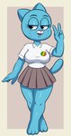 anthro blue_body blue_fur clothed clothing curvy_figure decorative_pin female fur mature_female solo thick_thighs voluptuous wide_hips huitu_c cartoon_network the_amazing_world_of_gumball nicole_watterson domestic_cat felid feline felis mammal hi_res