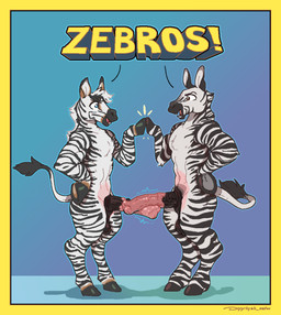animal_genitalia animal_penis anthro balls big_penis black_balls black_hooves black_penis blue_eyes border brown_eyes dialogue duo equine_genitalia equine_penis erection eye_contact fur genitals gesture gradient_background hand_on_hip hand_on_own_hip high_five hoof_hands hooves huge_penis looking_at_another male male/male multicolored_penis navel nude open_mouth penile penis penises_touching pink_penis simple_background snout standing striped_body striped_fur stripes tail tail_tuft text tuft two_tone_penis unguligrade yellow_border dyyrlysh disney zootopia gene_zebraxton gene_zebrowski equid equine mammal zebra 2025 aliasing aseprite_(artwork) cel_shading digital_drawing_(artwork) digital_media_(artwork) english_text hi_res shaded