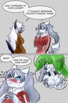 2koma absol anthro balls bar_emanata blue_eyes blush bodily_fluids breasts choker claws comic conjoined_speech_bubble cum cum_in_mouth cum_inside dialogue dialogue_box duo emanata english_text eyewear female fluffy fluffy_tail flustered flying_sweatdrops generation_3_pokemon generation_5_pokemon genital_fluids genitals glasses hair hi_res jewelry layan_irfan legendary_pokemon male male/female meme name_drop name_in_dialogue necklace nintendo onomatopoeia oral oral_penetration penetration penis pokemon pokemon_(species) remy_bell reshiram reverse_jackhammer_position sound_effects species_in_dialogue speech_bubble sweat sweatdrop tail tetsushi text thought_bubble until_it_snaps view_between_legs white_hair yellow_eyes