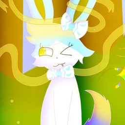 angel_eve anthro blue_tail bow_ribbon dipstick_tail female feral fur markings ribbons setting solo tail tail_markings white_body white_fur yellow_tail_tip kitt_eve_eevee nintendo pokemon fan_character eeveelution generation_6_pokemon pokemon_(species) sylveon