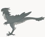 ambiguous_gender avian_feet black_body black_eyes black_feathers black_hair claws feathers feet hair long_ears long_hair sickle_claw side_view solo standing tail talon_hands talons toe_claws toes winged_arms wings tateoftot european_mythology greek_mythology mythology avian harpy mythological_avian mythological_creature hi_res sketch