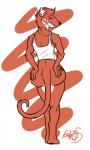 anthro big_butt bottomless butt clothed clothing female hand_on_butt looking_back shirt smile solo standing tank_top topwear eda mammal mustelid musteline true_musteline weasel 3:5 hi_res