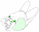 anthro biped breasts clothed clothing female golt green_eyes green_nipples lying navel nipples on_back open_clothing open_shirt open_topwear raised_arm shirt simple_background solo topwear white_background niis niis_(character) hybrid koala mammal marsupial vombatiform