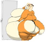 2024 4_fingers absurd_res anthro belly big_belly big_breasts big_butt biped blonde_hair breasts butt canid canine clothed clothing female fingers fox hair herro hi_res huge_belly huge_butt hyper hyper_belly hyper_butt legwear lingerie long_hair mammal nipples obese obese_anthro obese_female overweight overweight_anthro overweight_female pantyhose paws simple_background skimpy solo standing torn_clothing torn_legwear torn_pantyhose underwear weight_gain white_background