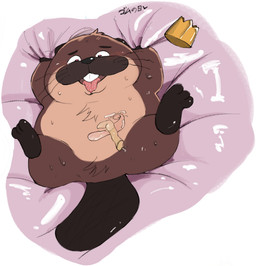 after_sex bodily_fluids brown_body condom crown cum genital_fluids headgear kemono lying male sexual_barrier_device slightly_chubby solo tongue tongue_out sushikorourcon disney hoppers_(disney) pixar king_george_(hoppers) beaver mammal rodent 2026