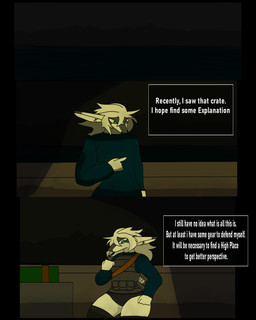 anthro black_clothing black_legwear blue_clothing blue_eyes blue_shirt blue_topwear bulletproof_vest clothing crate femboy gun hair legwear male male/male ranged_weapon shirt shotgun solo text thinking topwear underwear weapon white_body white_hair raganlier mythology raganlier_(character) dragon mythological_creature mythological_scalie scalie 4:5 comic english_text hi_res