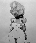 anthro asphyxiation bagging bdsm bondage bound breasts erotic_asphyxiation female genital_piercing genitals hands_behind_back imminent_death nipple_piercing nipples open_mouth piercing pussy pussy_piercing solo tongue tongue_out unknown_artist lagomorph leporid mammal rabbit monochrome sketch