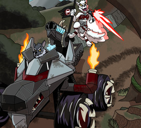 anthro forest lego_legends_of_chima plant rhp_artist road tree truck vehicle rhp legends_of_chima lego canid canine canis mammal wolf absurd_res hi_res