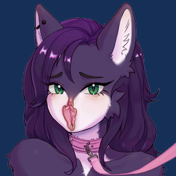 anthro collar female genitals green_eyes leash leashed_collar pink_collar purple_body purple_leash solo unusual_anatomy unusual_genitalia_placement unusual_vulva_placement vulva vulva_for_mouth what_has_science_done where_is_your_god_now why lexicorp lexietil 1:1 alpha_channel hi_res