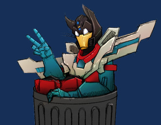 autobot gesture hand_gesture happy looking_at_viewer machine metal mouthless mouthplate not_furry sitting solo trash_can v_sign zenxenophilia hasbro takara_tomy transformers getaway_(transformer) cybertronian humanoid living_machine robot alpha_channel digital_media_(artwork)