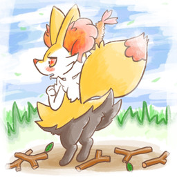 ambiguous_anthro ambiguous_gender anthro biped blush bodily_fluids butt detailed_background digitigrade dipstick_tail drooling food grass heart_eyes heart_symbol leaf looking_at_viewer looking_back looking_back_at_viewer markings nude_ambiguous nude_anthro object_in_tail open_mouth outside plant rear_view saliva shrimp_(food) solo standing stick tail tail_markings three-quarter_view annyui0611 nintendo pokemon braixen canid generation_6_pokemon mammal pokemon_(species) 1:1 2021 digital_drawing_(artwork) digital_media_(artwork) full-length_portrait hi_res japanese_description portrait translated_description