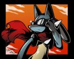 ambiguous_gender anthro black_body black_fur blue_body blue_fur eyewear fur outside proud scarf serious simple_background sky solo spikes sunglasses yellow_body yellow_fur danmakuman nintendo pokemon canid canine generation_4_pokemon lucario mammal pokemon_(species) 5:4 alpha_channel hi_res reaction_image