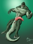 animal_genitalia animal_penis anus genital_slit genitals green_body green_scales male muscular muscular_humanoid muscular_male nipple_piercing nipples penis piercing scales sharp_teeth solo tail teeth fenrir_osbone batman_(series) dc_comics killer_croc crocodilian humanoid reptile scalie 3:4 absurd_res hi_res