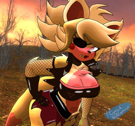 anthro armwear belt_buckle breasts buckle chest_tuft clothing eye_patch eyewear female fishnet_armwear fishnet_clothing gloves glowing glowing_eyes handwear jacket latex machine one_eye_obstructed outside pupils solo tail topwear tuft horridwillyman five_nights_at_freddy's five_nights_at_freddy's_2 fredina's_nightclub scottgames fexa_(cryptiacurves) mangle_(fnaf) animatronic canid canine fox mammal robot 3d_(artwork) digital_media_(artwork) source_filmmaker_(artwork) watermark
