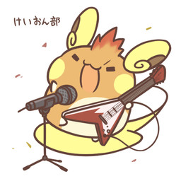 :3 ambiguous_gender electric_guitar guitar japanese musical_instrument open_mouth plucked_string_instrument solo string_instrument text rairai-no26-chu flying_v gibson nintendo pokemon alolan_form alolan_raichu generation_7_pokemon pokemon_(species) regional_form_(pokemon) 1:1 2017 japanese_text low_res translated