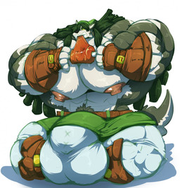 anthro anthrofied balls belt big_balls big_bulge big_muscles big_pecs big_penis bottomwear bulge clothed clothing eating fingerless_gloves food footwear genitals gloves hair handwear huge_balls huge_bulge huge_muscles huge_pecs huge_penis hyper hyper_balls hyper_bulge hyper_genitalia hyper_muscles hyper_pecs hyper_penis male meat muscular muscular_anthro muscular_male nipples pants pecs penis shoes simple_background sitting solo topless white_background bobert nintendo the_legend_of_zelda link_(wolf_form) canid canine canis mammal wolf 2019 hi_res