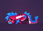 anthro blue_hair bodily_fluids cheek_tuft chibi eyebrows facial_tuft fangs fluffy fur hair inner_ear_fluff male narrowed_eyes red_body red_fur sad simple_background solo tail tears teeth tuft jinxit mythology dragon mythological_creature mythological_scalie scalie absurd_res hi_res