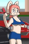 anthro blue_bra blue_clothing blue_underwear bottomwear bra breasts car clothing dessert exposed_breasts female food ice_cream icicle medium_breasts shorts solo under_boob underwear vehicle lucyhaupdarsteller lucy_(lucyhaupdarsteller) hare lagomorph leporid mammal rabbit absurd_res hi_res