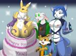 anthro black_forest_cake black_sclera blue_body blue_fur blue_hair breasts cake dessert female food fur genitals group hair male nude pop_out_cake pussy the_cake white_body white_fur yellow_body yellow_fur yawg yiffmasters bandai_namco digimon nintendo portal_(series) star_fox the_cake_is_a_lie valve krystal_(star_fox) canid canine digimon_(species) fox lagomorph leporid mammal rabbit renamon artist_collaboration crossover