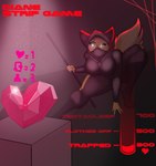 anthro breasts female gem orange_body solo strip_game text twitter_strip_poll foxgumie dreamworks strip_meme the_bad_guys diane_foxington canid canine fox mammal english_text hi_res