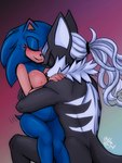 5_fingers anthro areola belly black_body black_fur breasts crossgender duo female fingers fur hug hugging_another humanoid_hands male male/female nipples nude pregnant pregnant_anthro pregnant_female simple_background smile tail ninelivesaved sega sonic_forces sonic_the_hedgehog_(series) infinite_(sonic) sonic_the_hedgehog canid canine canis eulipotyphlan hedgehog jackal mammal absurd_res digital_media_(artwork) hi_res