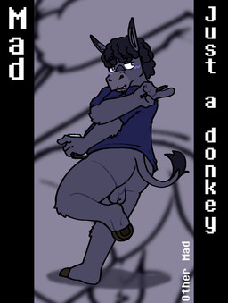 angry anthro backsack balls butt genitals male nude other_mad solo asinus donkey equid equine mammal