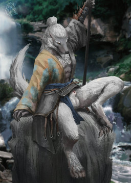 animal_genitalia anthro balls clothing digitigrade fur genitals hair male male_anthro outside pawpads paws rock sheath sitting solo white_body white_fur white_hair 419667 guangzhi canid canine canis mammal wolf hi_res