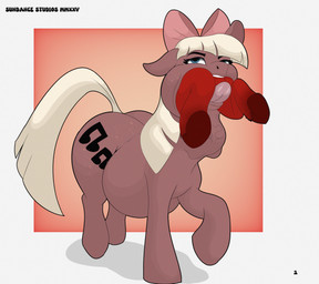 abdominal_bulge accessory almost_fully_inside blonde_hair border bow_ribbon duo female female_prey feral green_background green_body hair hair_accessory hair_bow hair_ribbon head_first neck_bulge raised_leg red_body ribbons simple_background tongue tongue_out vore white_border bunnyboi0108 hasbro my_little_pony summer_melody earth_pony equid equine horse mammal pony 2025 absurd_res dated hi_res