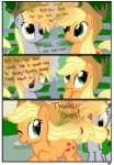 3_panel_comic absurd_res applejack_(mlp) border comic cutie_mark derpy_hooves_(mlp) dialogue duo earth_pony english_text equid equine feathered_wings feathers female feral friendship_is_magic grey_body grey_feathers hasbro hi_res horse mammal my_little_pony mythological_creature mythological_equine mythology pegasus pony pyruvate quadruped tail text white_border wings