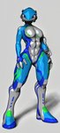 abs absurd_res ambiguous_gender android blue_body breasts cybernetic_arm cybernetic_limb featureless_breasts featureless_crotch full-length_portrait grey_background hi_res machine mechafurry multicolored_body portrait robot sdx3 simple_background wire