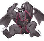 abs anthro balls barazoku biceps big_muscles black_balls black_body black_penis bodily_fluids circumcised circumcision_scar claws cum erection feet genital_fluids genital_scar genitals glans hand_behind_head horn humanoid_genitalia humanoid_penis looking_at_viewer male muscular muscular_anthro muscular_male open_mouth open_smile pecs penis penis_poking_out penis_through_fly pink_glans scar simple_background sitting smile soles solo vein veiny_penis white_background wings wrestling_singlet tora_gy mythology nintendo ring_fit_adventure dragaux dragon mythological_creature mythological_scalie scalie 2020