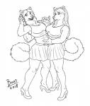 breasts cleavage clothed clothing duo female merging boo3 tabitha_&_erin canid canine canis domestic_dog mammal nordic_sled_dog samoyed spitz digital_drawing_(artwork) digital_media_(artwork) full-length_portrait hi_res monochrome portrait