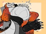 anthro belly big_belly claws digestion feet heart_symbol male male_pred sitting solo vore g3xa crocodile crocodilian reptile scalie hi_res
